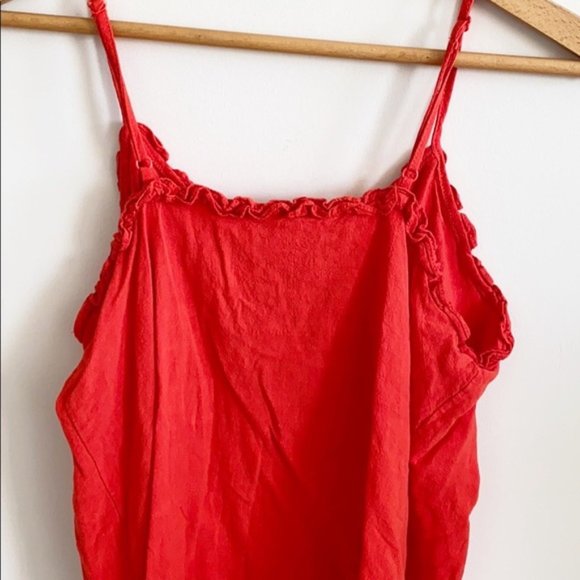 Urban Romantics Red Ruffle Button down Top - Picture 3 of 5